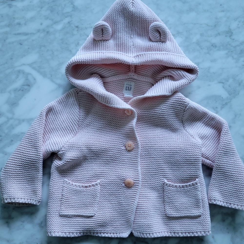 GAP Pink Knit Hooded Sweater for Kids